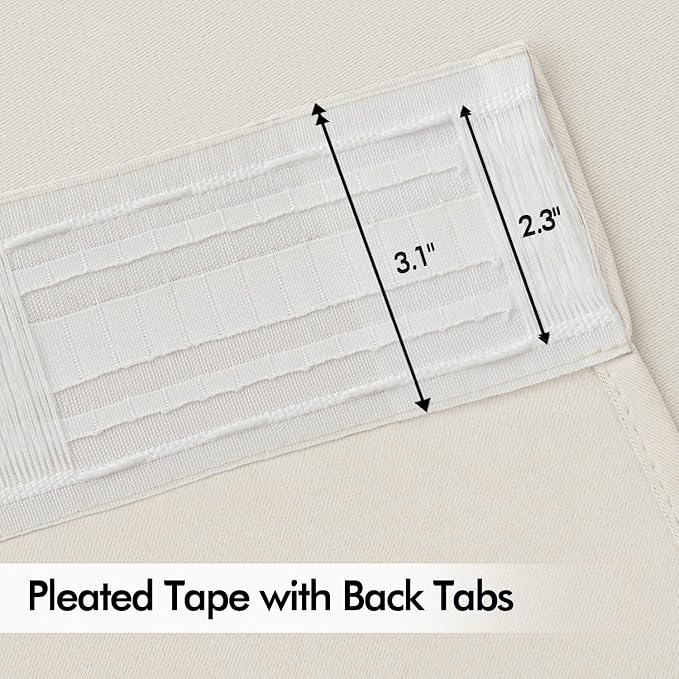 MIULEE Ivory Back Tab Blackout Curtains 108 Inch Long 2 Panels Set - Image 4