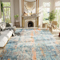 Ompaa Living Room Rug 8x10 Blue Area Rugs Machine Washable Abstract Boho Large by OmpaaHomeDecor
