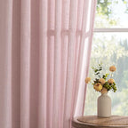 MYSKY HOME Pink Curtains for Girls Bedroom, Semi Sheer Nursery Curtains 63 Inch - Image 9
