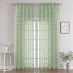 Chyhomenyc Sage Green Sheer Curtains 96 Inch Length 2 Panels Set, Light by Chyhomenyc