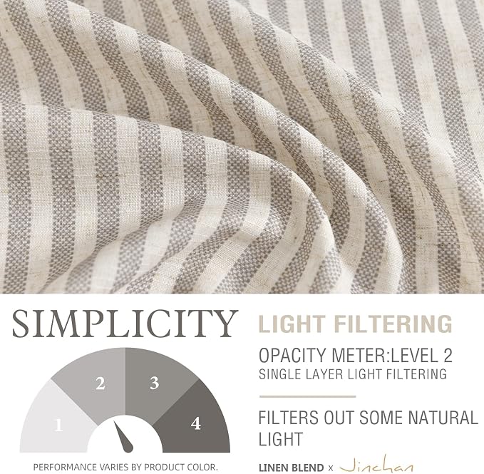 jinchan Tie Up Linen Textured Striped Bow Tie Curtain - Image 4