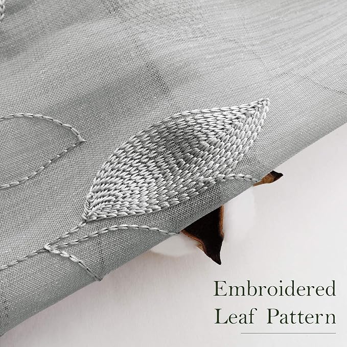 HOMEIDEAS Light Grey/Gray Sheer Curtains 52 X 63 Inches Length 2 Panels - Image 3