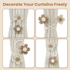 KLOGTSIND Flower Curtain Tiebacks, 4 Pack Boho Curtain Ties Elegant DIY Curtain - Image 4