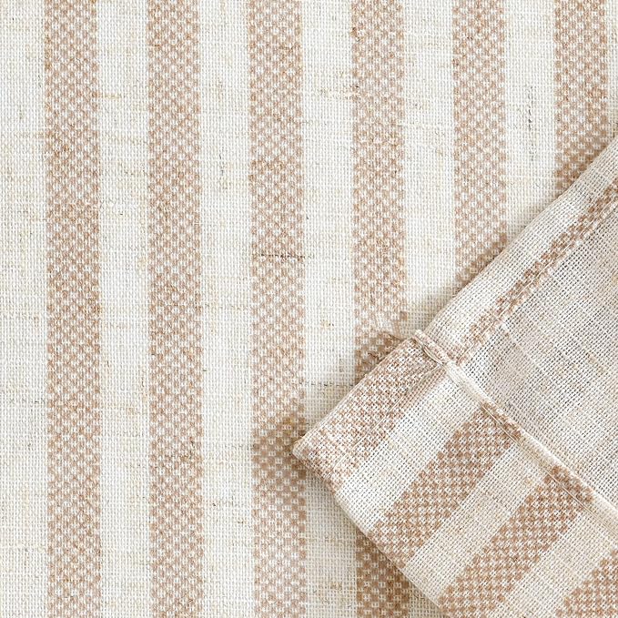 jinchan Tie Up Linen Textured Striped Bow Tie Curtain - Image 8