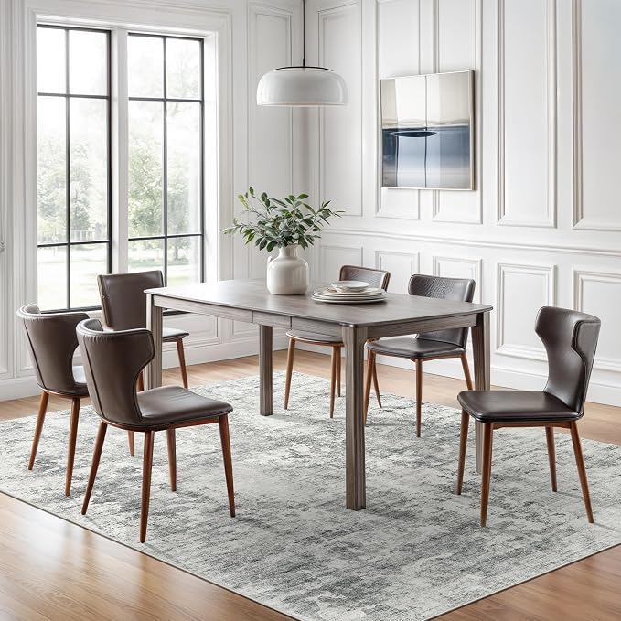 6x9 Abstract Area Rugs for Living Room 6 x 9 Washable Non Slip Low Pile Gray - Image 3