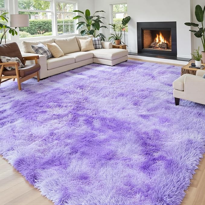 Area Rugs 10x14 Living Room, Shaggy Carpet Soft Plush Furry Bedside Rug Large by Junhejiamei