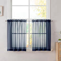 Simplebrand Navy Tier Curtains for Kitchen 24 Inches Long 2 Panels Set by Simplebrand