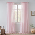 FMFUNCTEX Linen Sheer Curtains for Bedroom, Blush Pink Farmhouse French Flax by Fmfunctex