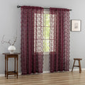 YJ YANJUN Vintage Lace Curtains 84 Inches Long- Elegant Floral Maroon Sheer by YJYANJUN