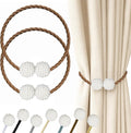 Hion Magnetic Curtain Tiebacks Dark Brown 2pcs, Curtain Tiebacks Buckles by Hion