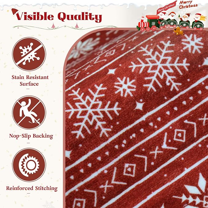 Christmas Rug 6x9 Washable Rugs, Boho Christmas Tree Snowflake Rug Non-Slip - Image 6