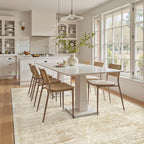 5x7 Area Rugs Beige Low Pile Indoor Washable Trendy Faded Style Floral Rugs - Image 8