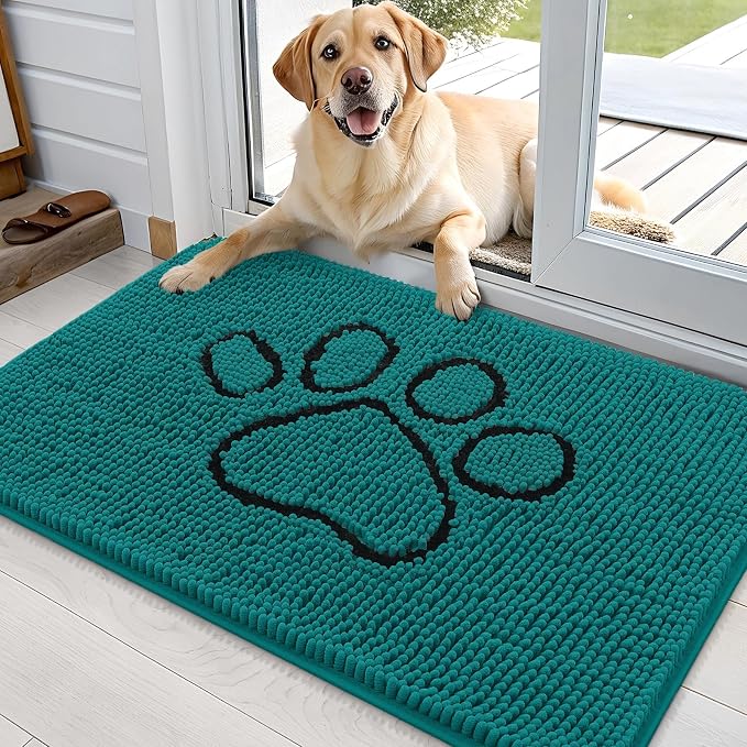 OLANLY Dog Door Mat for Muddy Paws 36x24, Paw Print Design, Absorbs Moisture by OLANLY