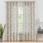jinchan Floral Curtains 84 Inches Long Black Flower Linen Farmhouse Curtain - Image 2
