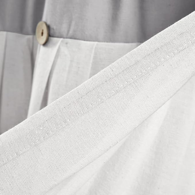 Lush Decor Linen Button Farmhouse Valance Curtians 52"W x 18"L Gray & Off White - Image 5