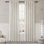 Cream Linen Curtains 80 inches Long by Nanspring