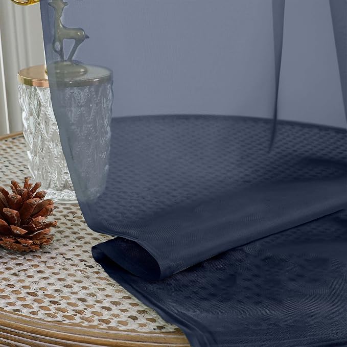 OWENIE Sheer Navy Blue Curtains, Sheer Curtains 63 inch Length 2 Panels Set - Image 5