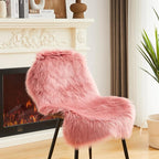 AMTOVO Faux Fur Rug, Blush Pink Small Area Rug, Fluffy Sheepskin Rug, Fuzzy - Image 5