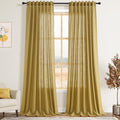 Nanspring Gold Linen Curtains 102 Inches Long Rod Pocket Back Tab Drapes 2 by Nanspring