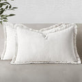 MIULEE Decorative Lumbar Throw Pillow Covers Neutral Linen Fringe Throw Pillows by MIULEE