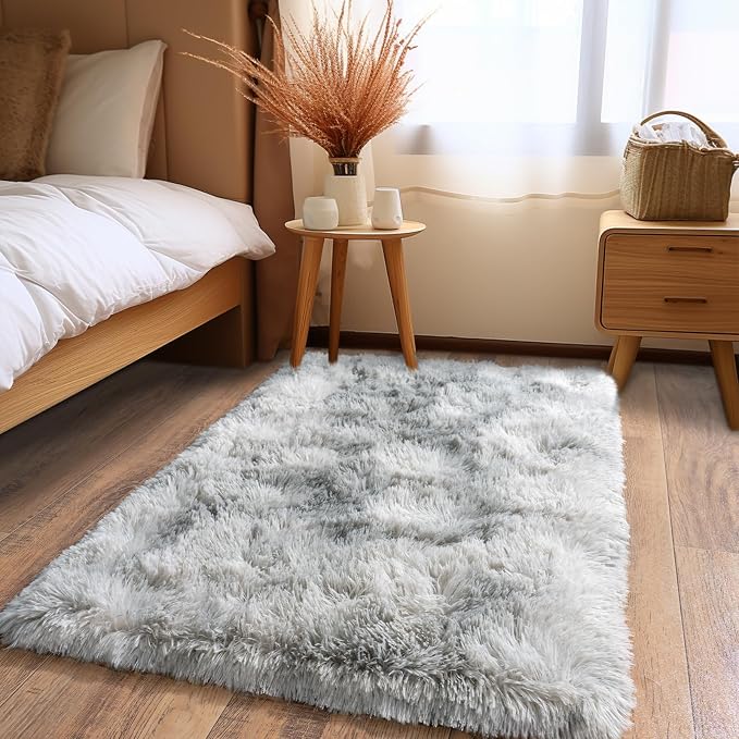 Pionblank Fluffy Small Rug for Bedroom 2x3 Feet, Shag Soft Area Rug, Modern - Image 2