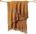 lifein Throw Blanket for Couch, Soft Boho Decor Bed Throw, Cozy Brown Knitted by lifein