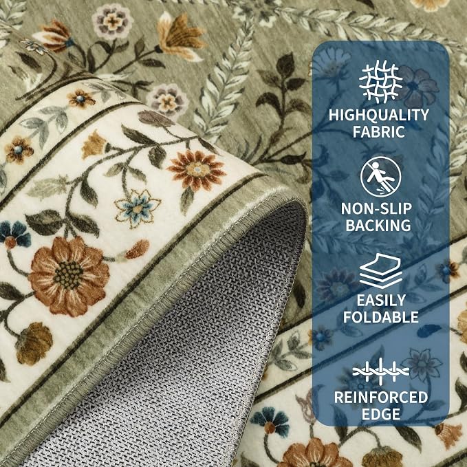 Washable Kitchen Rugs Non Slip 2x6 Hallway Runner Rug Stain Resistant Low Pile - Image 3