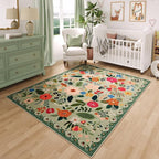 Rugcomf Area Rug 4x6 Rug Washable Boho Rugs Non Slip Low Pile Floral Small by Rugcomf