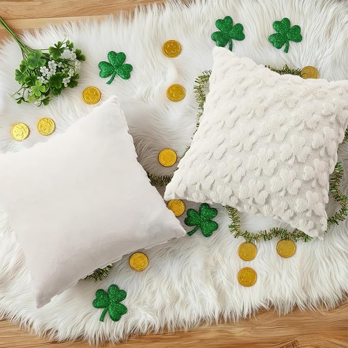 decorUhome St. Patrick’s Day Shamrock Pillow Covers 16x16 Inch Set of 2 - Image 8
