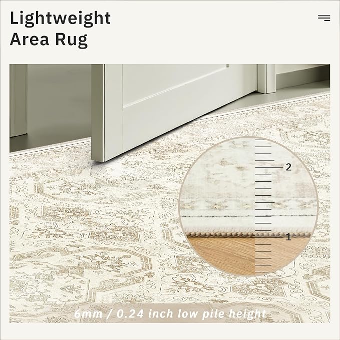 Area Rug 6x9, Washable Rugs, Stain Resistant Gray Area Rugs - Image 7
