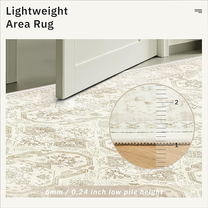 Soalmost 4x6 Area Rugs for Living Room, Vintage Washable Rugs for Dining Room - Image 7