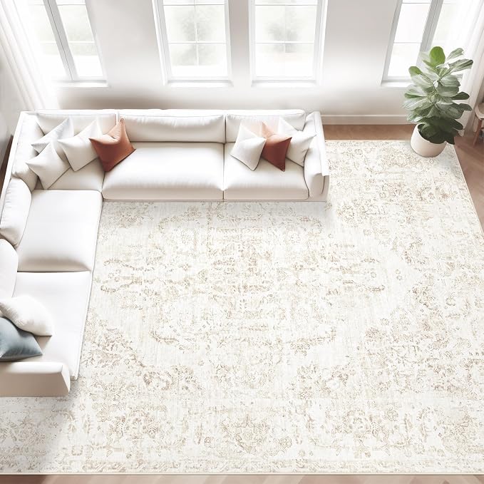 8x10 Area Rugs for Living Room: Washable Rug Vintage Large Rugs Soft Non Slip by MXSANYOORUG