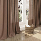 Nanspring Extra Long Caramel Brown Linen Curtains 2 Panels 102 Inches Long - Image 6