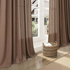 Nanspring Caramel Brown Linen Semi Sheer Curtains 72 Inches Long 2 Panels Set - Image 5