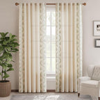 jinchan Belrose Linen Curtains for Bedroom Floral Curtains 90 Inch Length Linen - Image 2