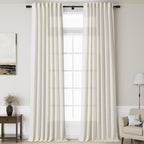 Linen Cream Curtains 145 inch Extra Long by Nanspring