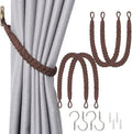 NICEEC 4 Pack Natural Cotton Rope Curtain Tiebacks Elegant Boho Style by NICEEC