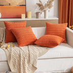 MIULEE Pack of 2 Orange Corduroy Decorative Pillow Covers 16x16 Inch Soft Boho - Image 7