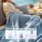 Bedsure 100% Cotton Muslin Blanket Queen Size - Image 3
