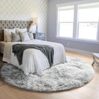 ONASAR Tie-Dyed Light Grey Round Area Rug 4ft, Ultra Soft Bedroom Circle Rugs - Image 8