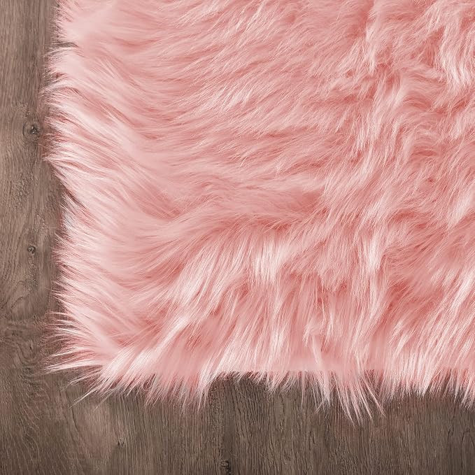 Latepis Fluffy Pink Round Rugs 6ft Circle Rug - Image 5