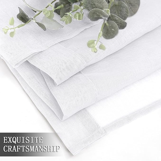 Tollpiz Short Sheer Curtain Living Room Linen Textured Curtains Sheer Light - Image 7