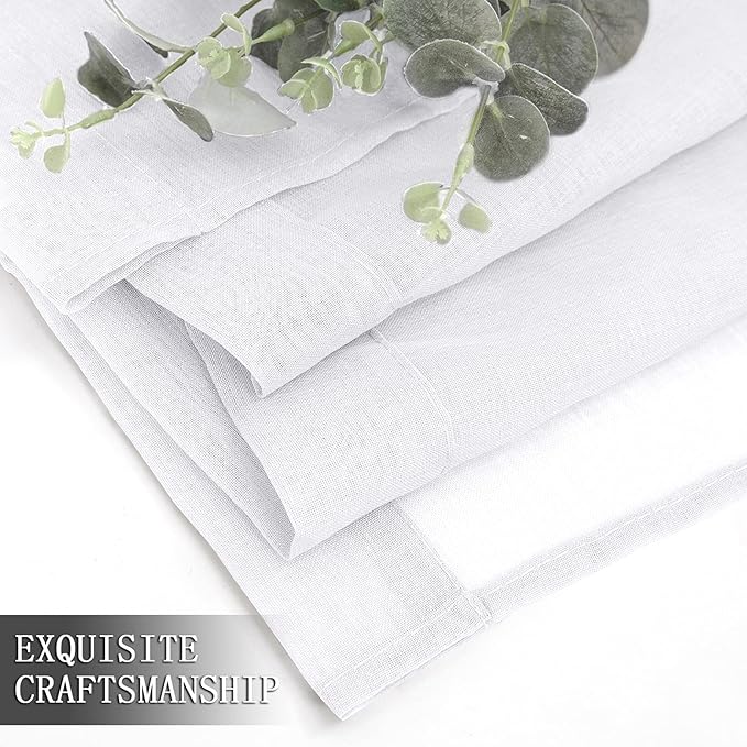 Tollpiz Short Sheer Curtains Linen Textured Bedroom Curtain Sheers Light - Image 7