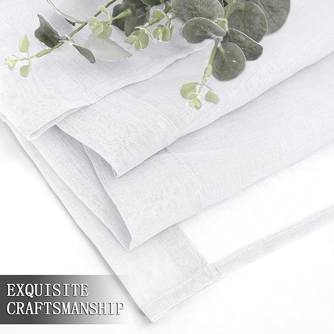 Tollpiz Sheer Curtain Linen Textured Bedroom Curtains Sheer Light Filtering Rod - Image 7