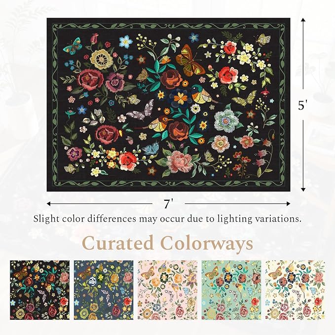 Rugflix 5x7 Washable Area Rug for Living Room, Soft Non Slip Low Pile Carpet - Image 2