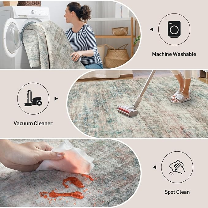 4x6 Area Rugs Washable Rug: Modern Abstract Living Room Rug Soft Anti-Skid Thin - Image 4