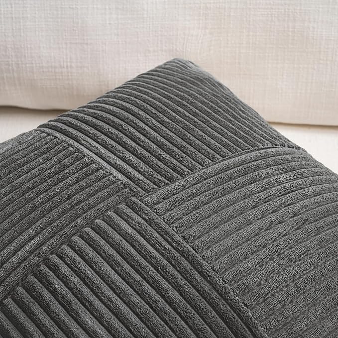 Fancy Homi 2 Packs Dark Gray Lumbar Decorative Throw Pillow Covers 14x22 Inch - Image 3