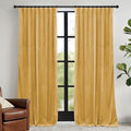 RYB HOME Mustard Yellow Velvet Curtains 84 inches, Back Tab Soft Fabric Room by RYBHOME