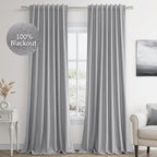 Guken Grey 100% Blackout Curtains 108 Inch Length 2 Panels Set by Guken