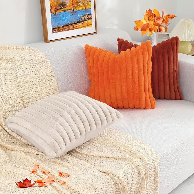 decorUhome Cozy Faux Fur Throw Pillow Covers 20x20 Set of 2 Decorative Soft - Image 7